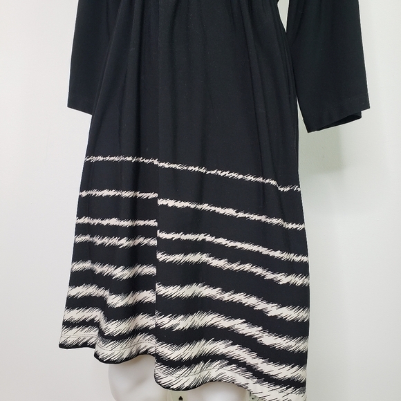 Tiana B black white stripe off the shoulder dress peasant - Picture 3 of 9